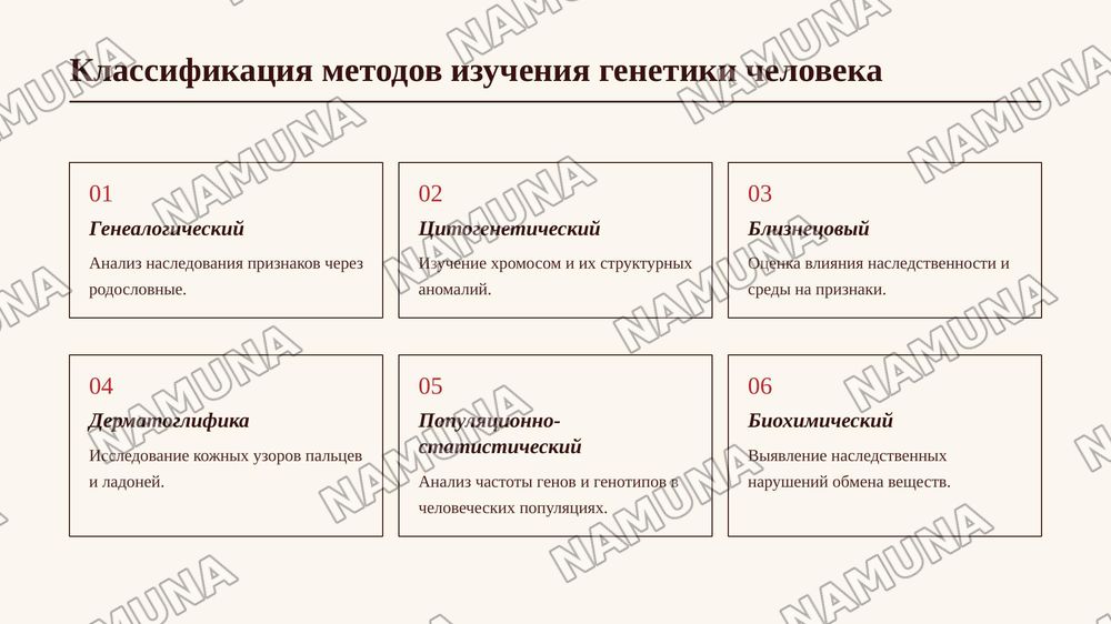 Методы изучения генетики человека: генеалогический,
П8 цитогенетический и близнецовый, дерматоглифика, популяционно-статистический, биохимический метод. — zamonaviy taqdimot, 4-slayd