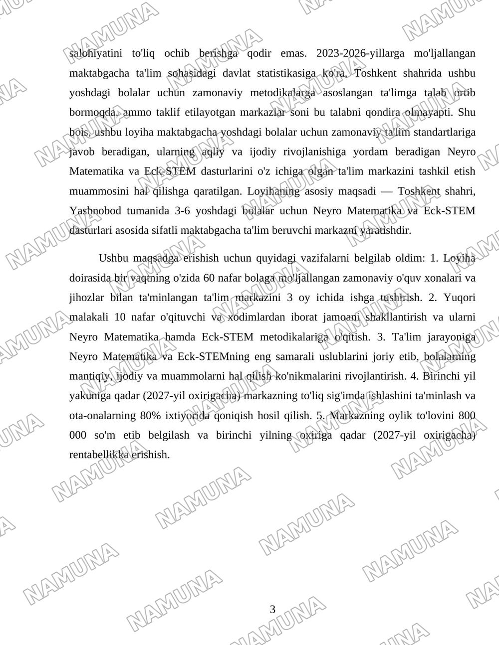 MAKTABGACHA YOSHDAGI BOLALAR 'NEYRO MATEMATIKA VA Eck-STEM — loyiha ishi, 3-varaq