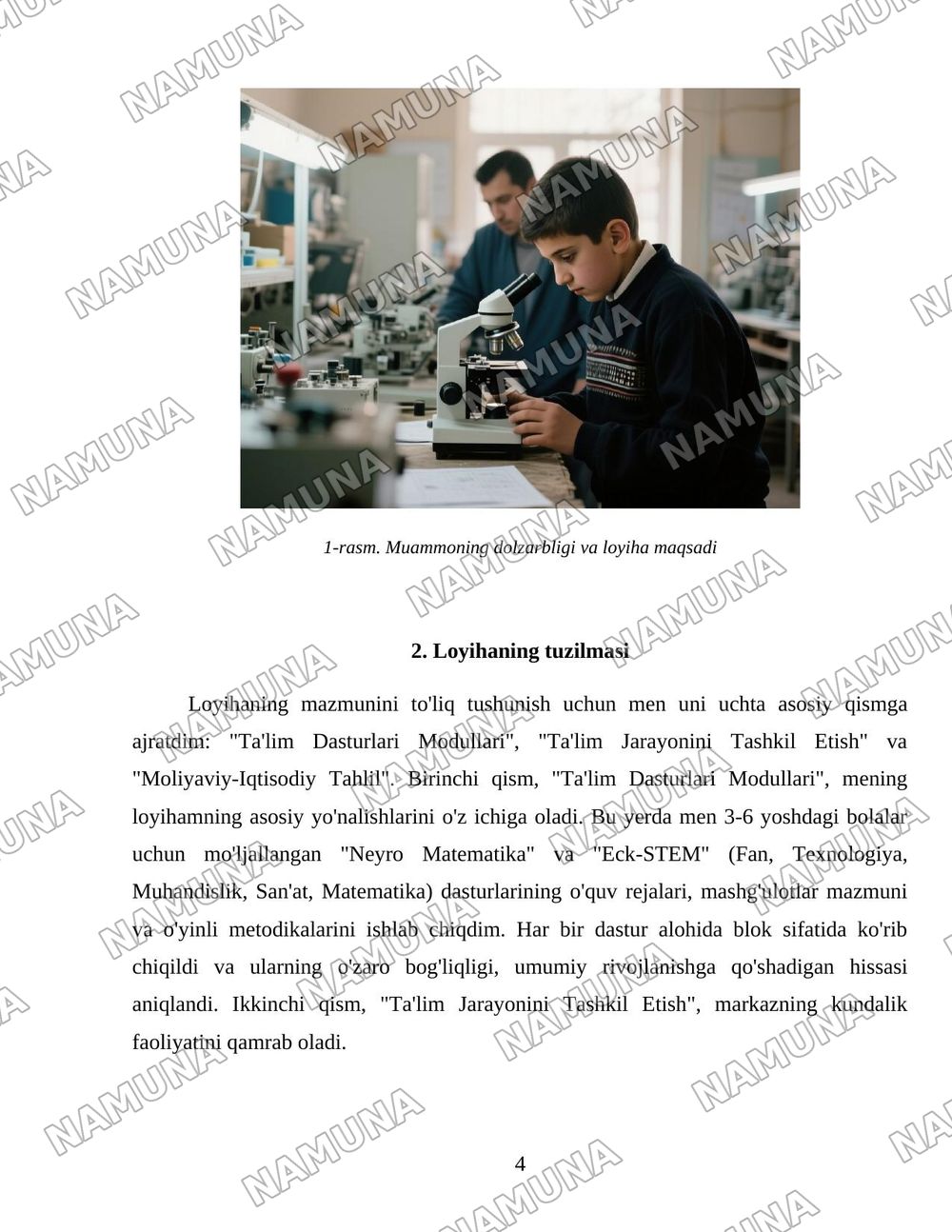 MAKTABGACHA YOSHDAGI BOLALAR 'NEYRO MATEMATIKA VA Eck-STEM — loyiha ishi, 4-varaq