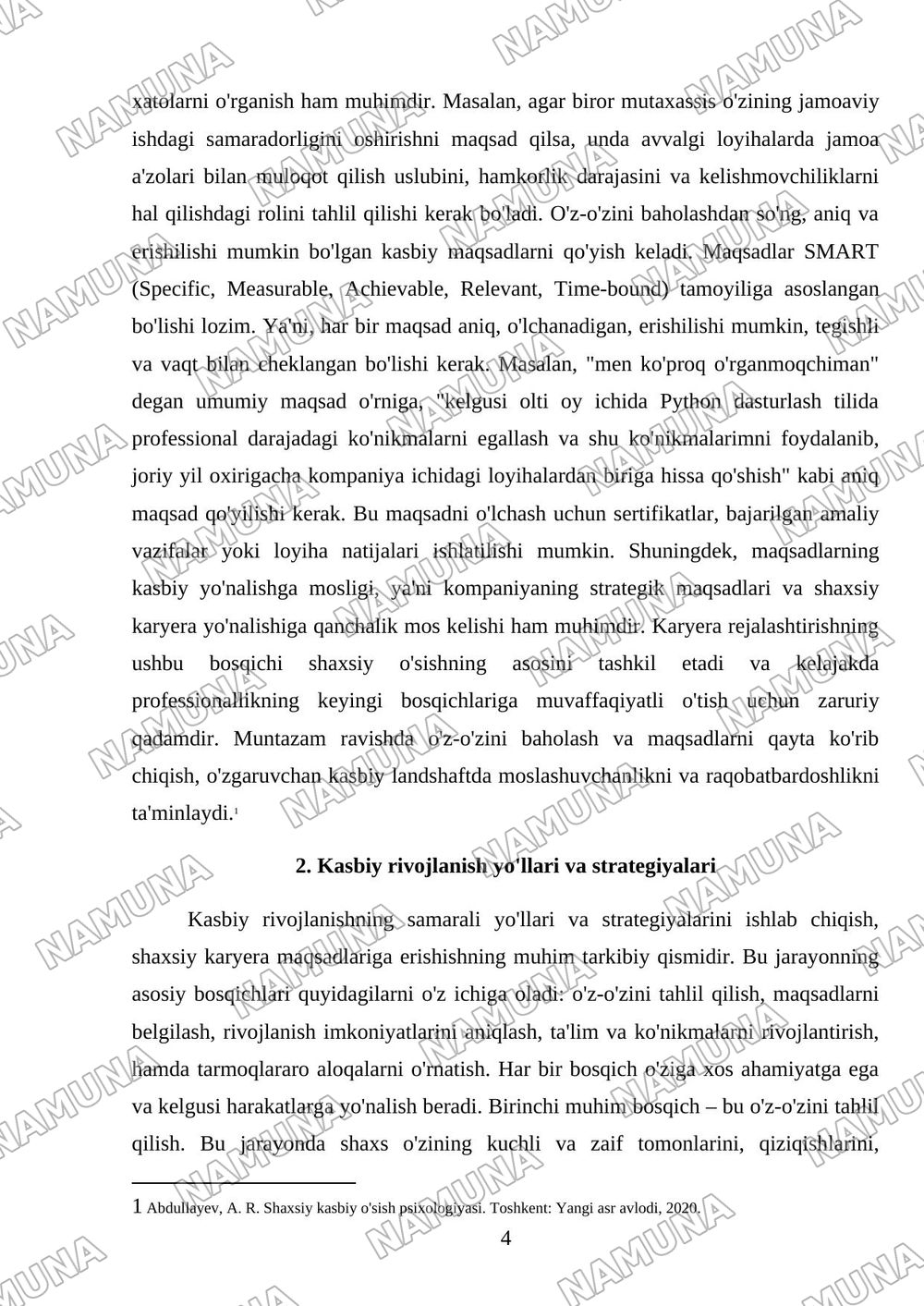 Karyera rejalashtirish va shaxsiy kasbiy o'sish bosqichlari — referat, 4-varaq