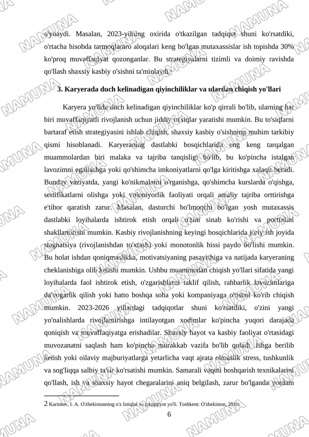 Karyera rejalashtirish va shaxsiy kasbiy o'sish bosqichlari — referat, 6-varaq