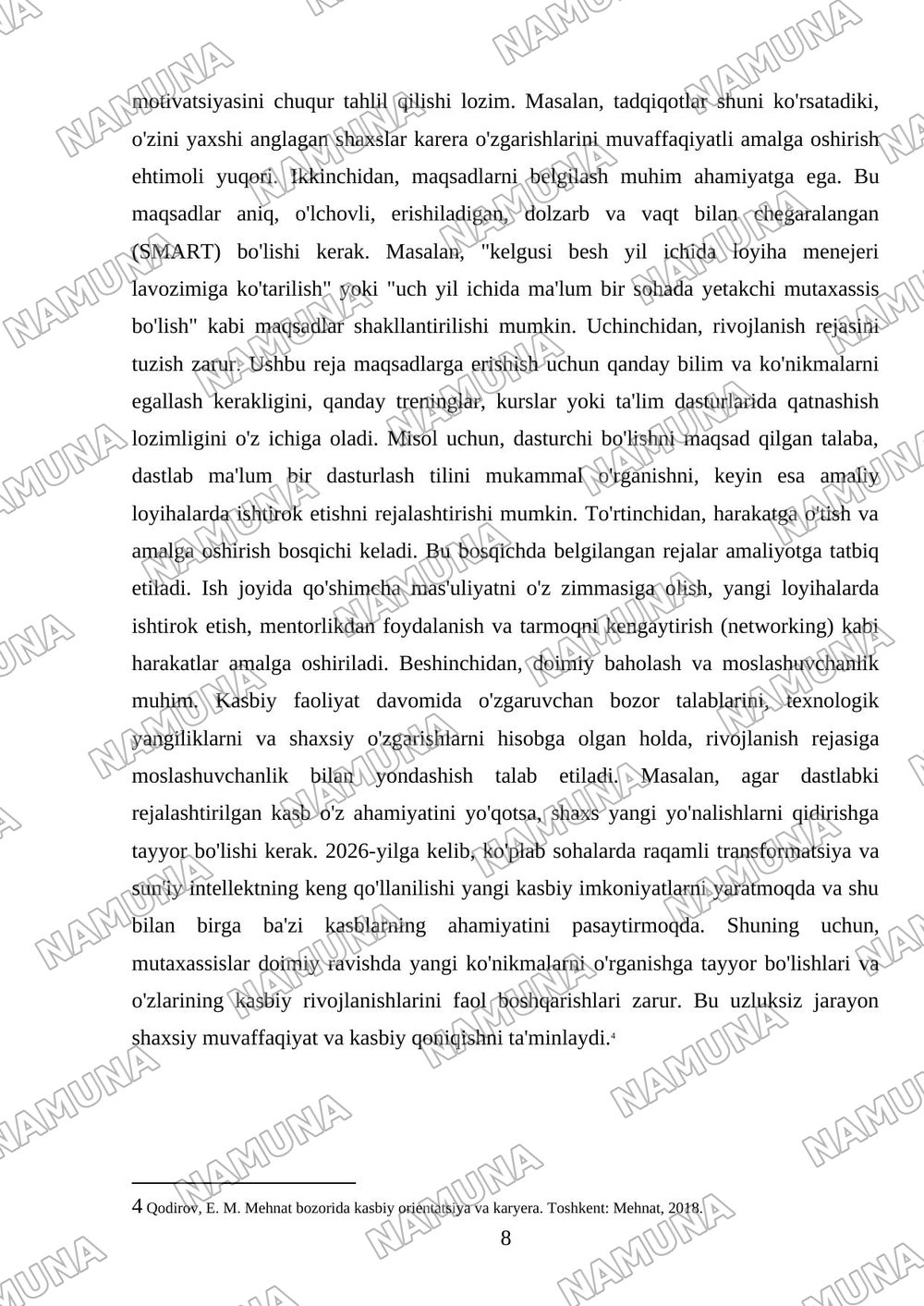 Karyera rejalashtirish va shaxsiy kasbiy o'sish bosqichlari — referat, 8-varaq