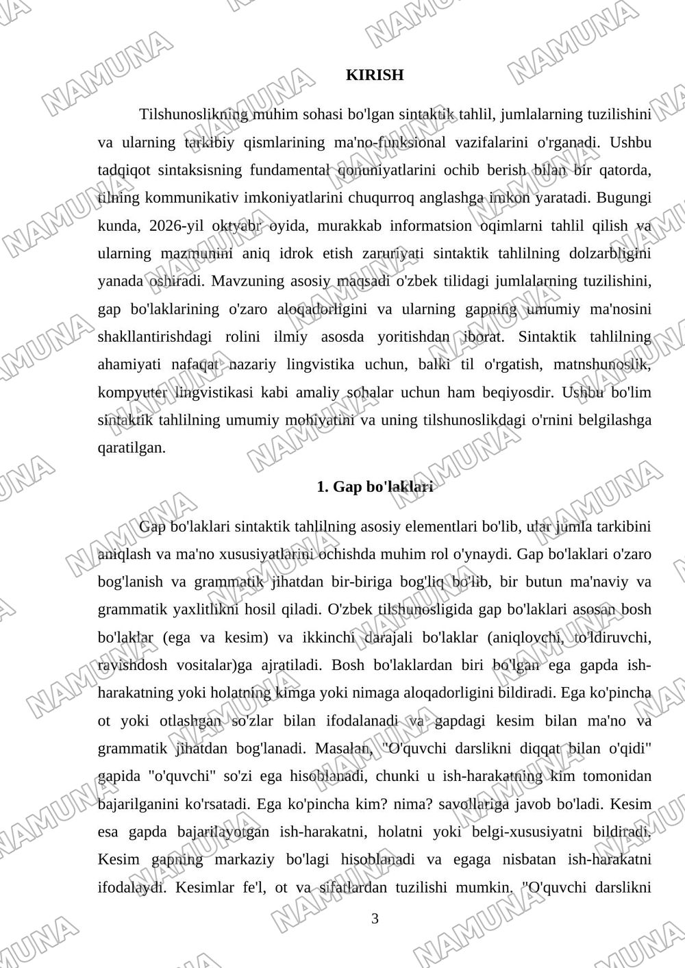 sintaktik tahlil: jumla tarkibi va gap bolaklarining vazifalari — mustaqil ish, 3-varaq
