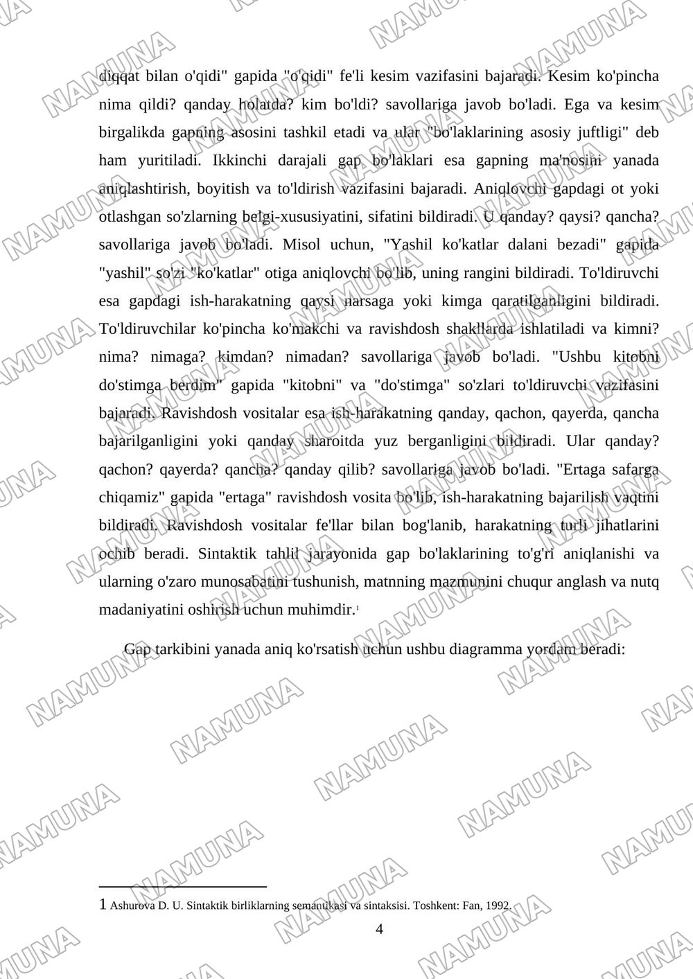 sintaktik tahlil: jumla tarkibi va gap bolaklarining vazifalari — mustaqil ish, 4-varaq