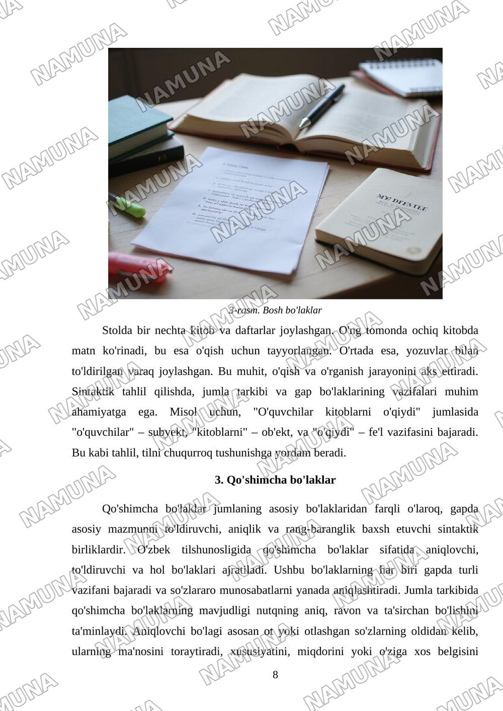 sintaktik tahlil: jumla tarkibi va gap bolaklarining vazifalari — mustaqil ish, 8-varaq