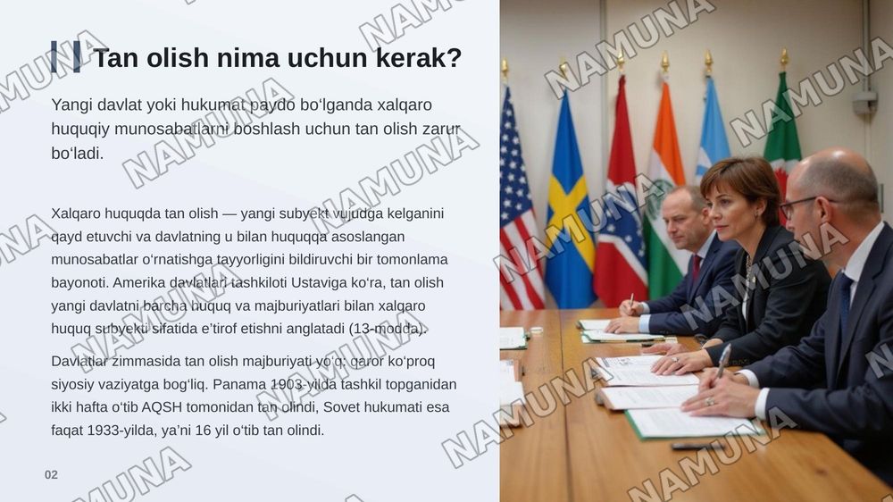 Xalqaro huquqda tan olish va vorislik" — zamonaviy taqdimot, 3-slayd