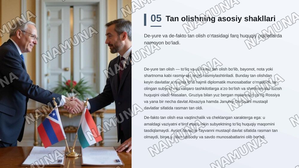 Xalqaro huquqda tan olish va vorislik" — zamonaviy taqdimot, 6-slayd