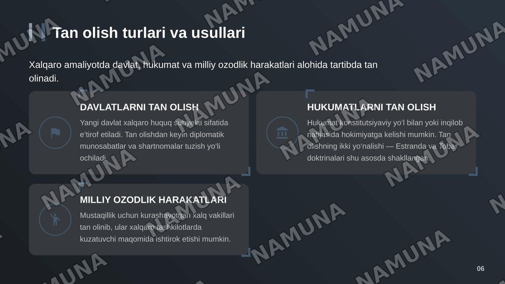 Xalqaro huquqda tan olish va vorislik" — zamonaviy taqdimot, 7-slayd