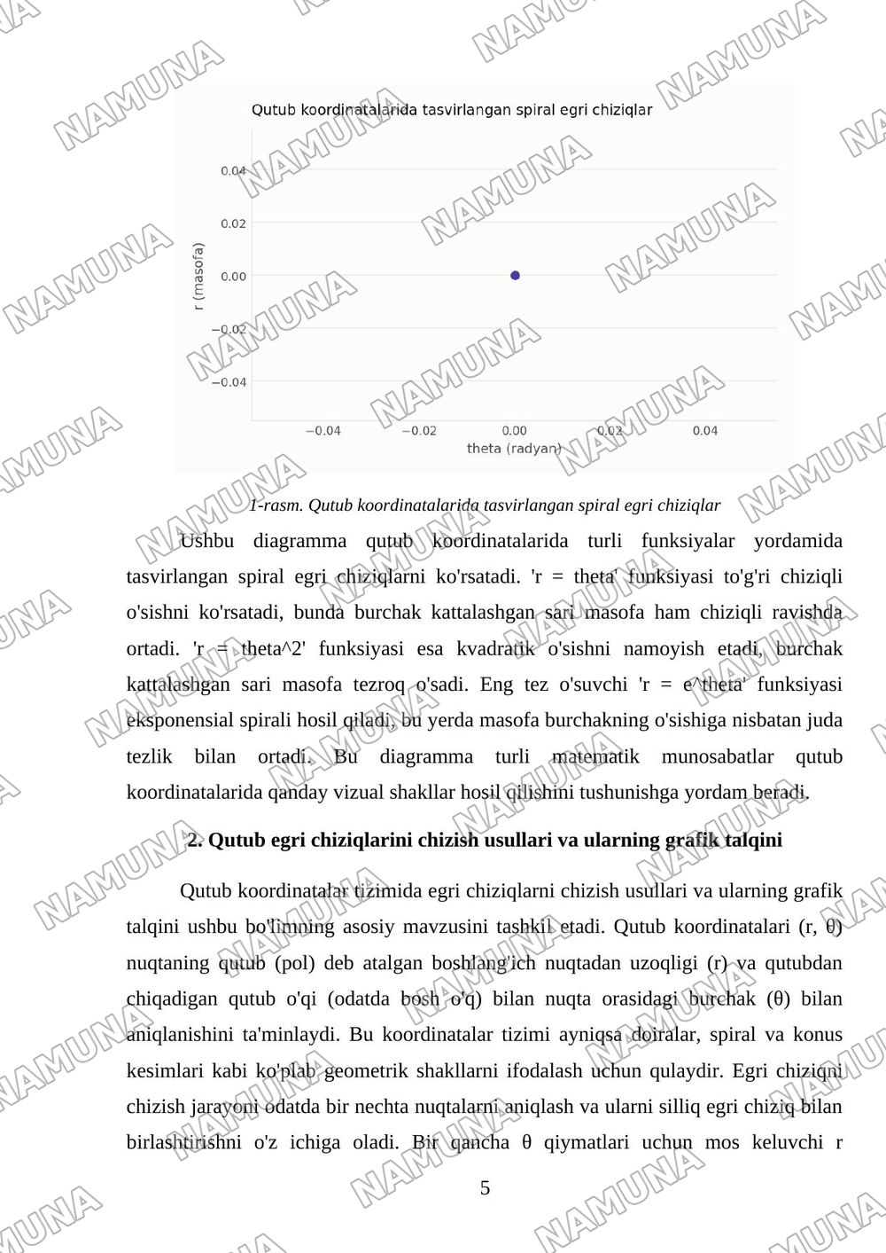 Qutub koordinatalari. Qutub egri chiziqlari. Qutub egri chiziqlarini chizish. Konus kesimlar (parabola, elips, giperbola). Kepler qonunlari. — mustaqil ish, 5-varaq