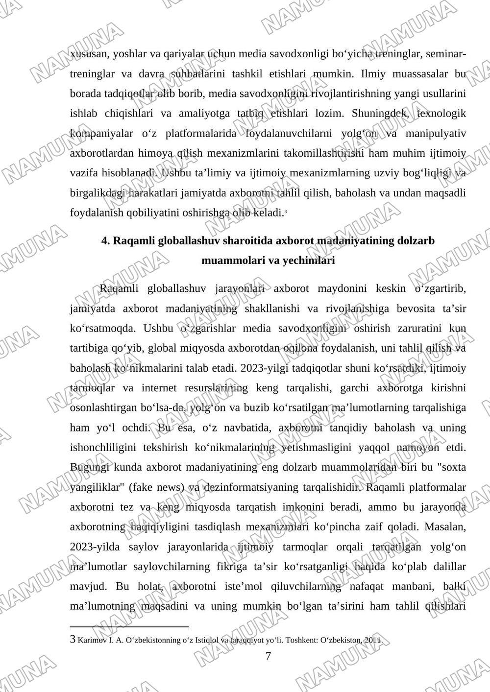 Media savodxonlik va axborot madaniyatining rivojlanish bosqichlari — mustaqil ish, 7-varaq