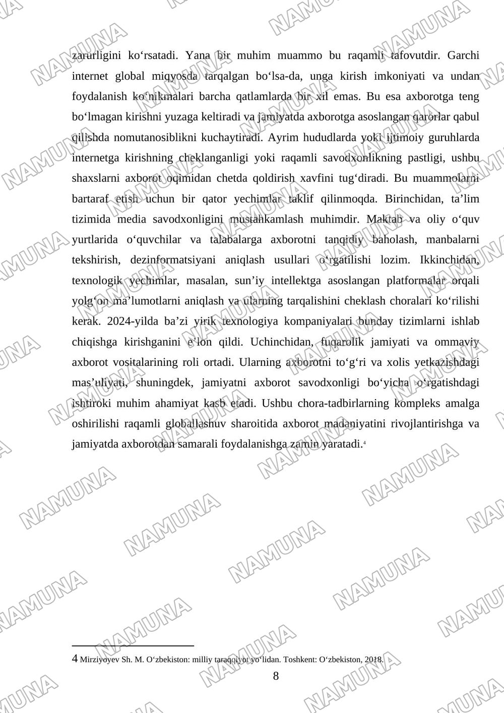 Media savodxonlik va axborot madaniyatining rivojlanish bosqichlari — mustaqil ish, 8-varaq