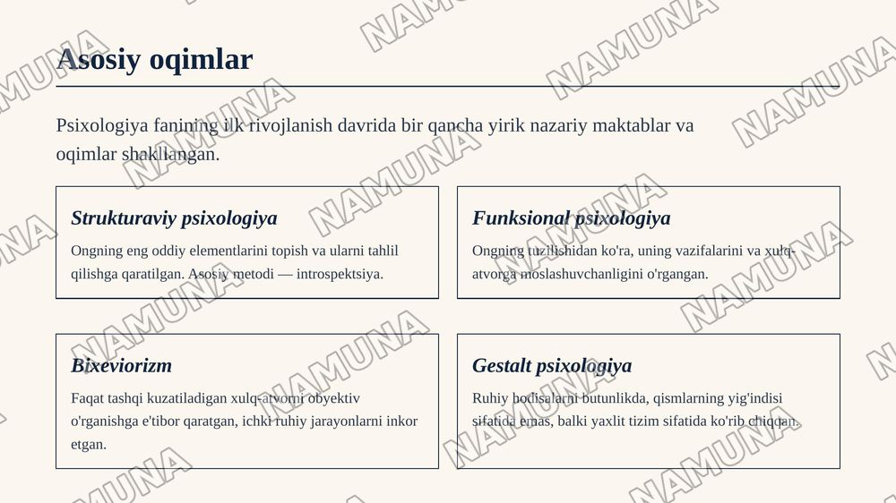 Psixologiya fanining predmeti va rivojlanish tarixi — zamonaviy taqdimot, 8-slayd