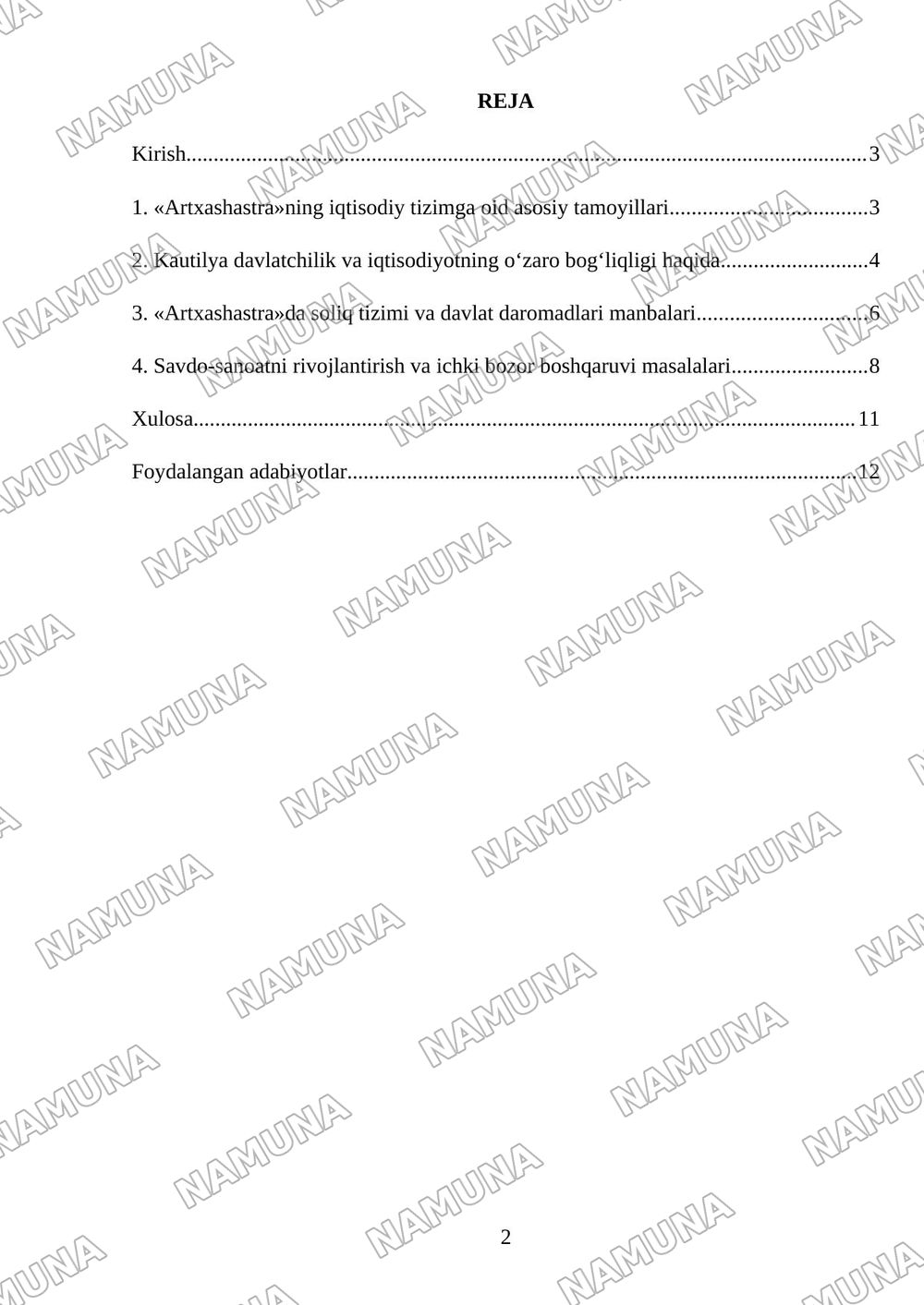 Qadimgi Hindistonning iqtisodiy g‘oyalari («Artxashastra» — Kautilya ta’limoti) — mustaqil ish, 2-varaq