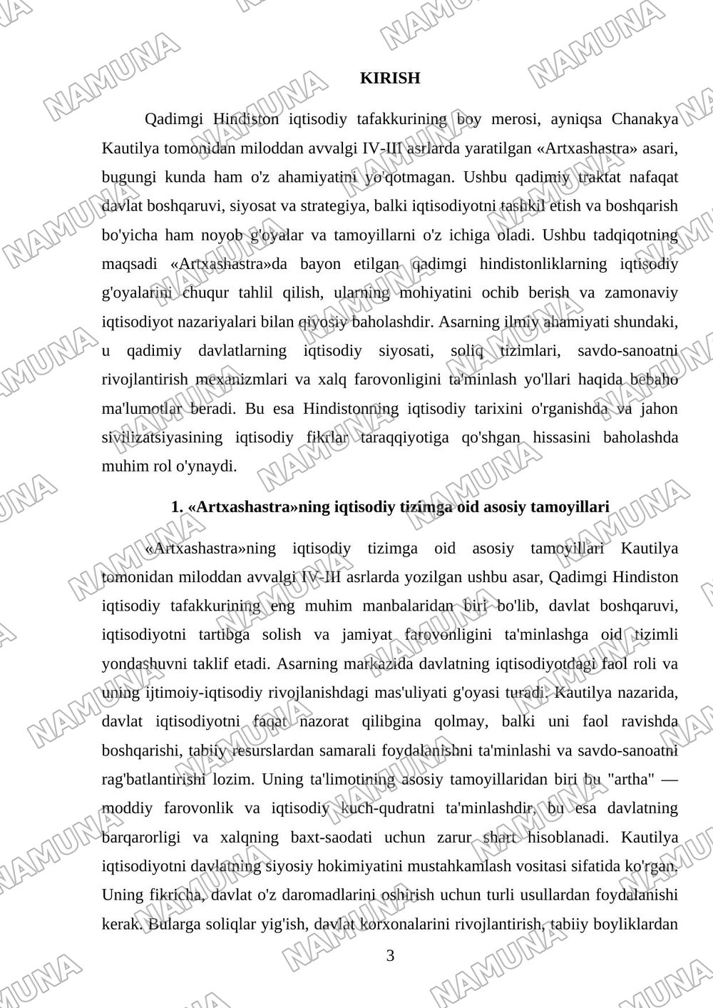 Qadimgi Hindistonning iqtisodiy g‘oyalari («Artxashastra» — Kautilya ta’limoti) — mustaqil ish, 3-varaq