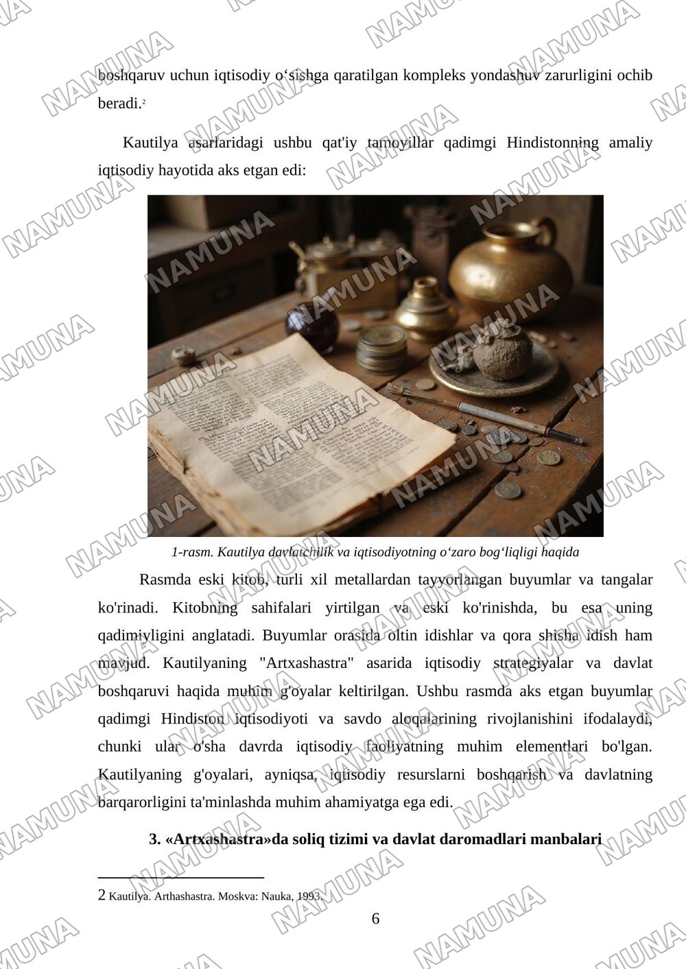 Qadimgi Hindistonning iqtisodiy g‘oyalari («Artxashastra» — Kautilya ta’limoti) — mustaqil ish, 6-varaq