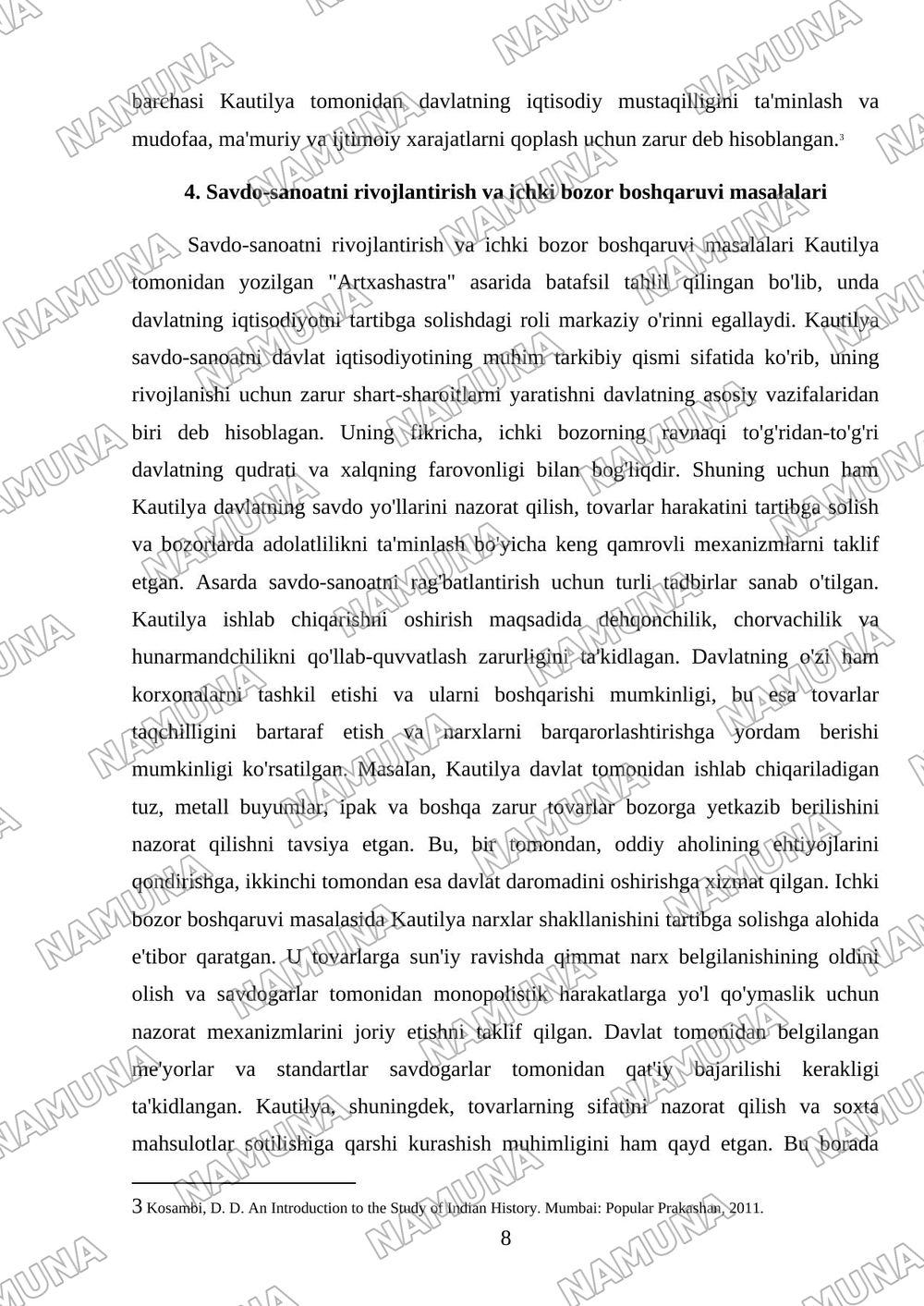Qadimgi Hindistonning iqtisodiy g‘oyalari («Artxashastra» — Kautilya ta’limoti) — mustaqil ish, 8-varaq
