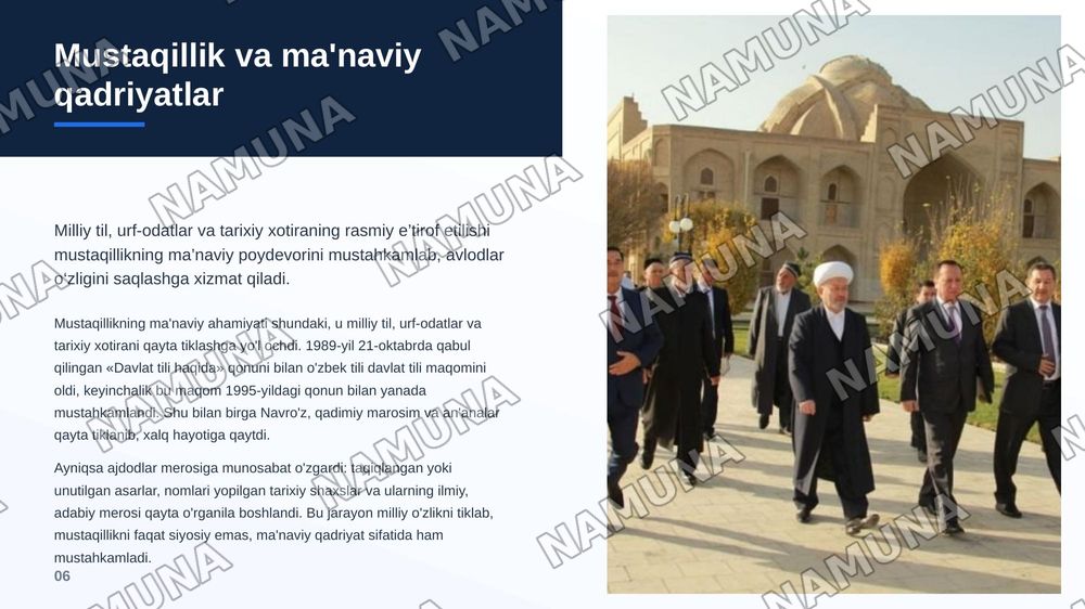 mustaqillik oliy qadriyat — zamonaviy taqdimot, 7-slayd