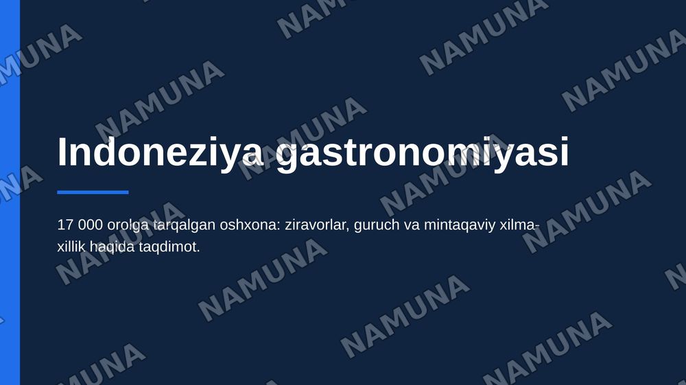 Indoneziya gastranomiyasi — zamonaviy taqdimot, 1-slayd