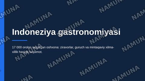 Indoneziya gastranomiyasi — zamonaviy taqdimot