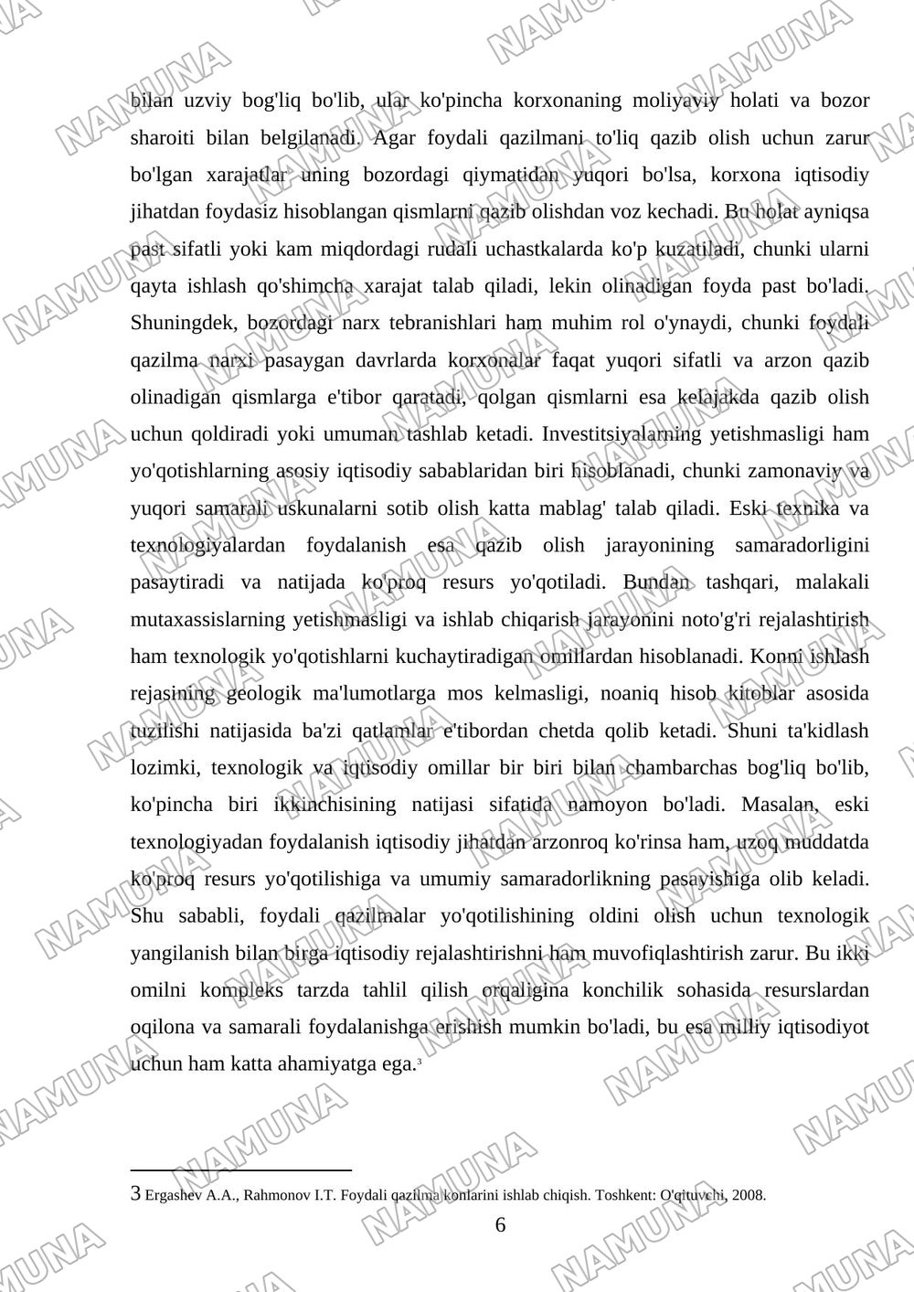 Foydali qazilmalarning miqdor va sifat jihatidan yoqotishlari.ularning tasnifi — referat, 6-varaq