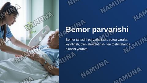 Bemorning tanasini parvarishlash  yotoq yaralar bemorlarni kiyintirish orin joyida almashtirish qoidalari.teri toshmalarida birinchi yordam Yotoq yarani rivojlanish sabablarini rivojlanishini davolash va oldini omish — zamonaviy taqdimot