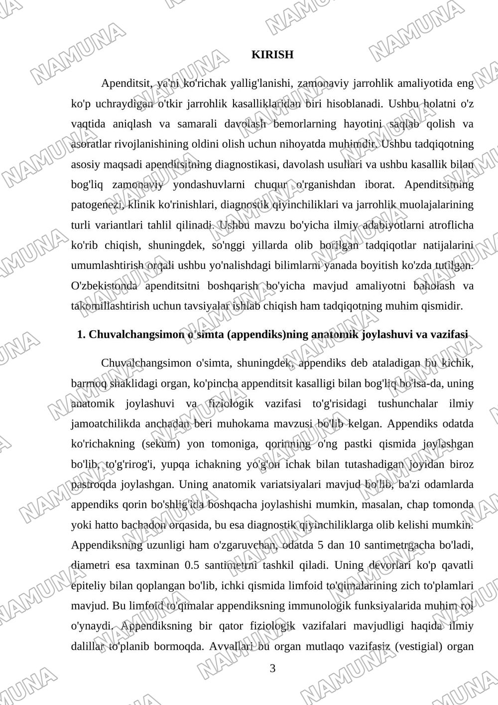 Apenditsit — mustaqil ish, 3-varaq