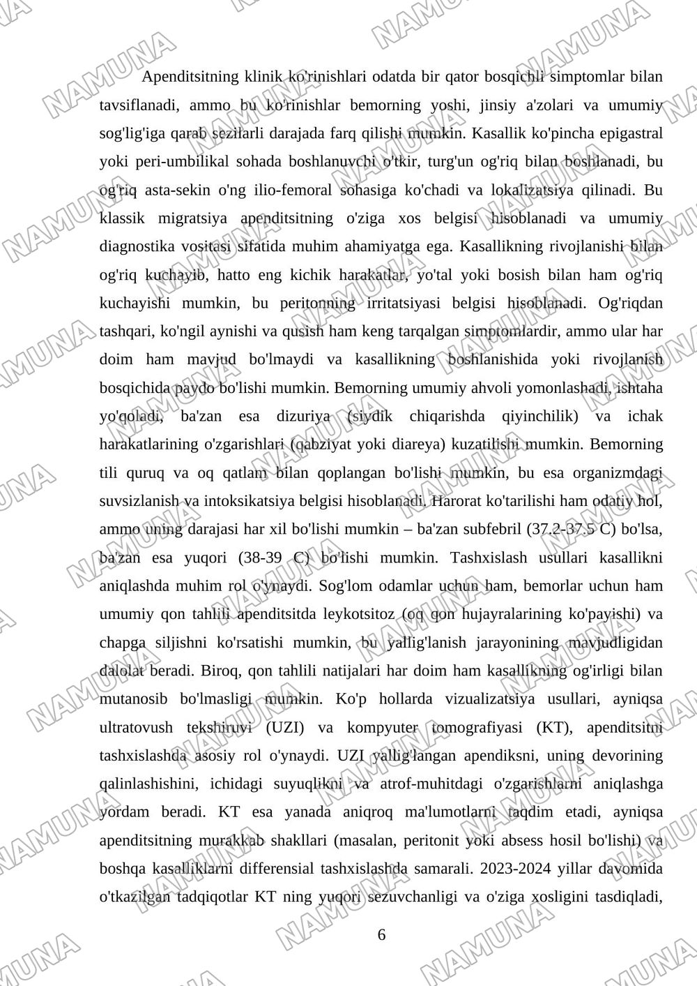 Apenditsit — mustaqil ish, 6-varaq