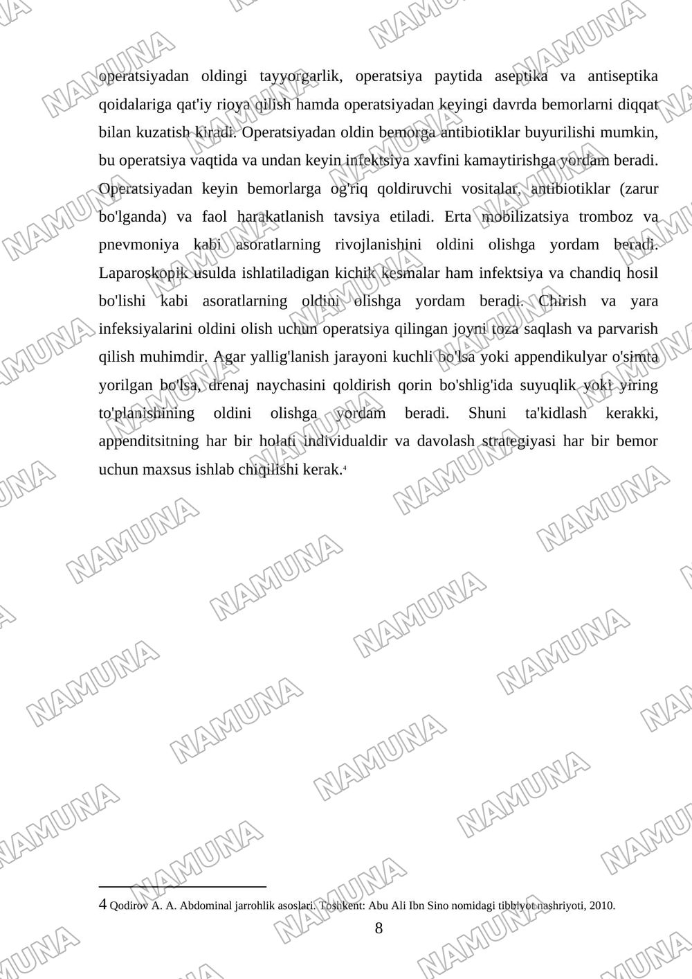 Apenditsit — mustaqil ish, 8-varaq