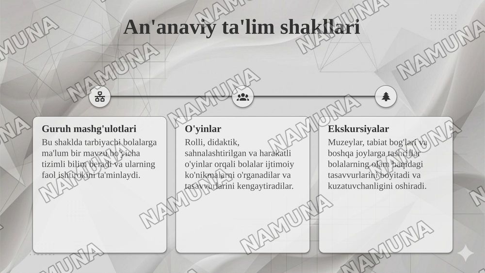 Maktabgacha ta'lim tashkilotlarida ta'lim shakli — taqdimot, 5-slayd