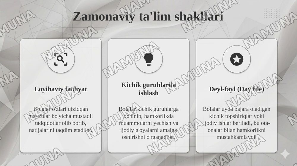 Maktabgacha ta'lim tashkilotlarida ta'lim shakli — taqdimot, 6-slayd