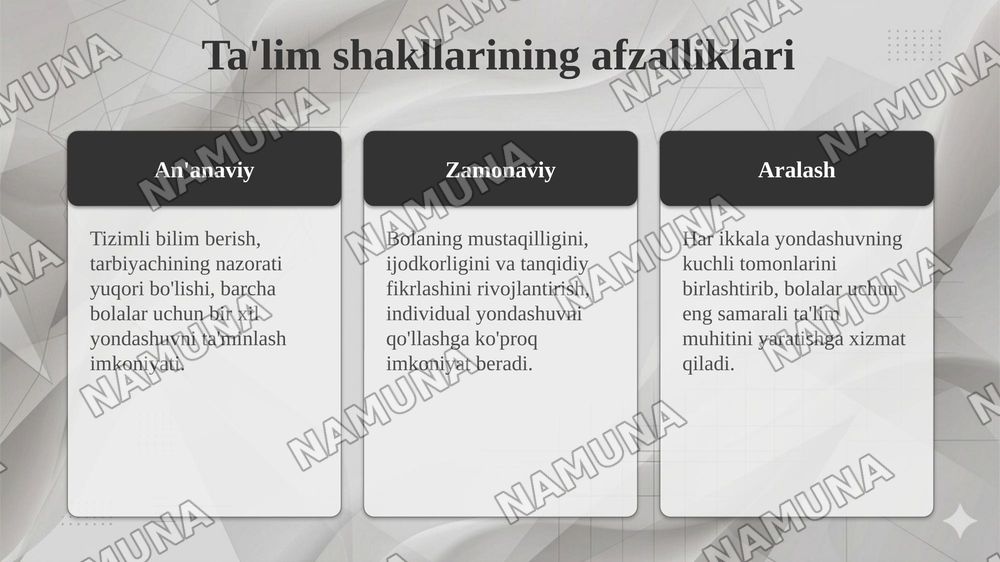 Maktabgacha ta'lim tashkilotlarida ta'lim shakli — taqdimot, 7-slayd