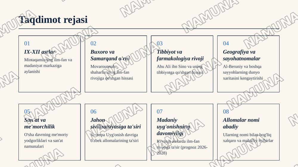 IX-XII asrlarda mamlakatimiz hududida roy bergan madaniy uyg'onish.Buyuk allomalarning jahon sivilizatsiyasiga qo'shgan hissasi — zamonaviy taqdimot, 2-slayd