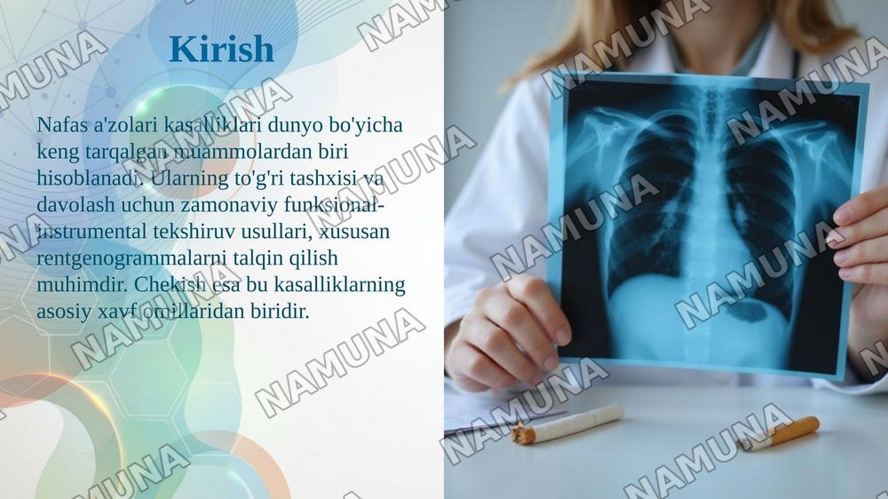 Nafas a'zolari kasalliklaridagi funksional-instrumental tekshiruvlar:rentgenogrammalar interpretatsiyasi. Chekishning nafas a'zolariga salbiy ta'siri. — taqdimot, 3-slayd