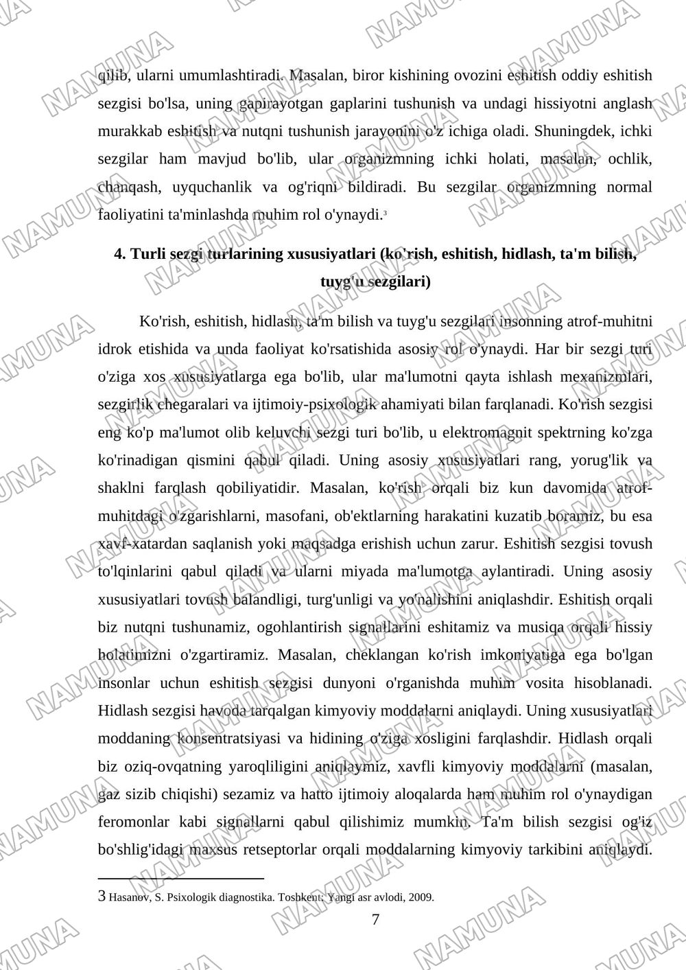 Sezgi darajalari va xususiyatlari — mustaqil ish, 7-varaq