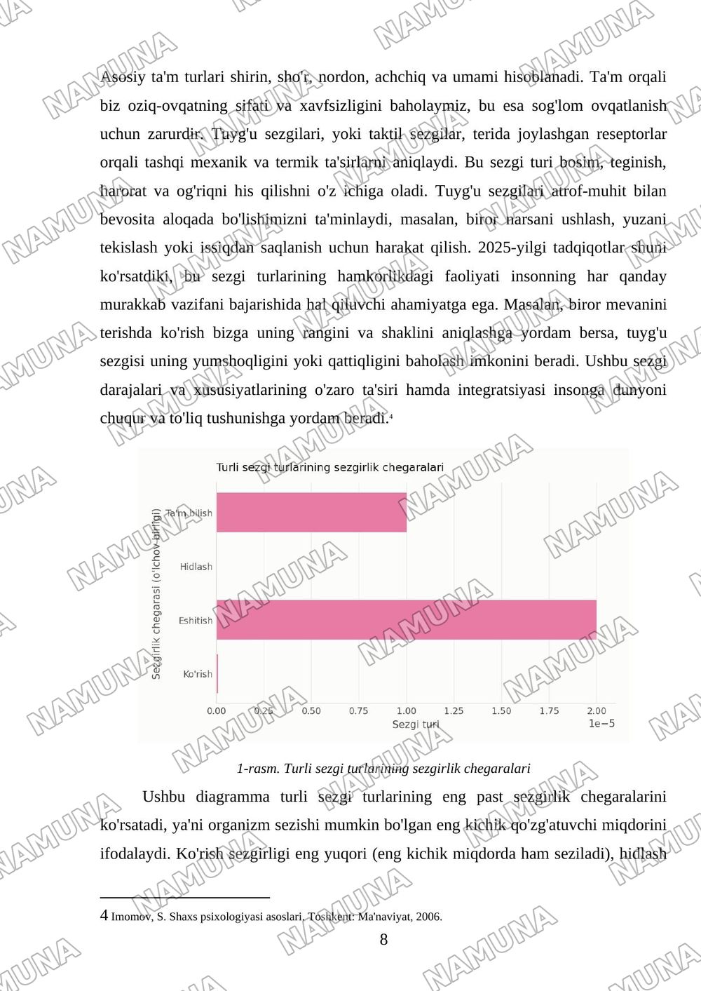 Sezgi darajalari va xususiyatlari — mustaqil ish, 8-varaq