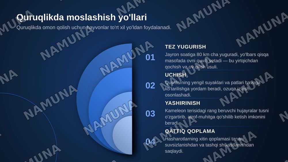 Hayvonlarni yashash muhiti va moslashishi — zamonaviy taqdimot, 6-slayd