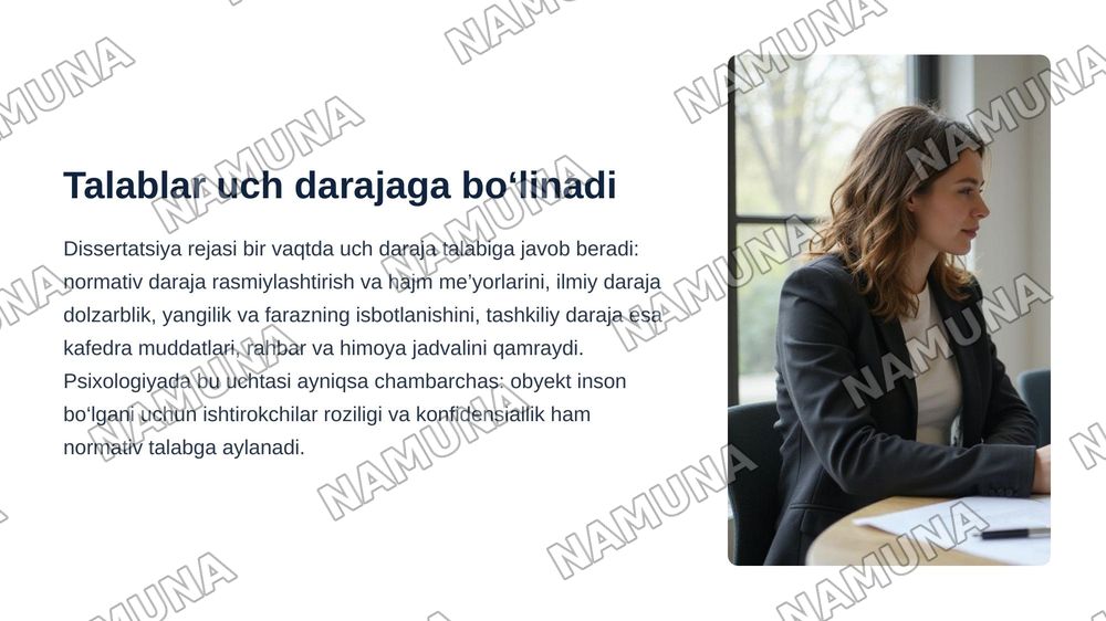 Tadqiqot ishi (magistrlik dissertatsiyasi)ni rejalashtirishda qo‘yiladigan umumiy talablar. Kirish — zamonaviy taqdimot, 4-slayd