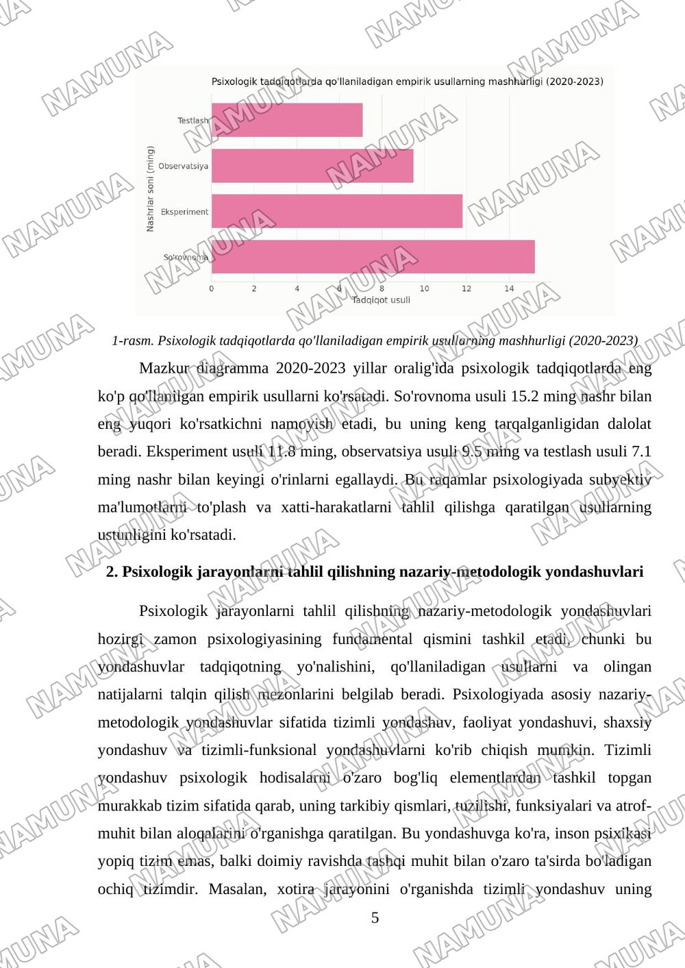 Hozirgi zamon psixologiyasining tatqiqot metodlar mavzusiga oid taqdimot — mustaqil ish, 5-varaq