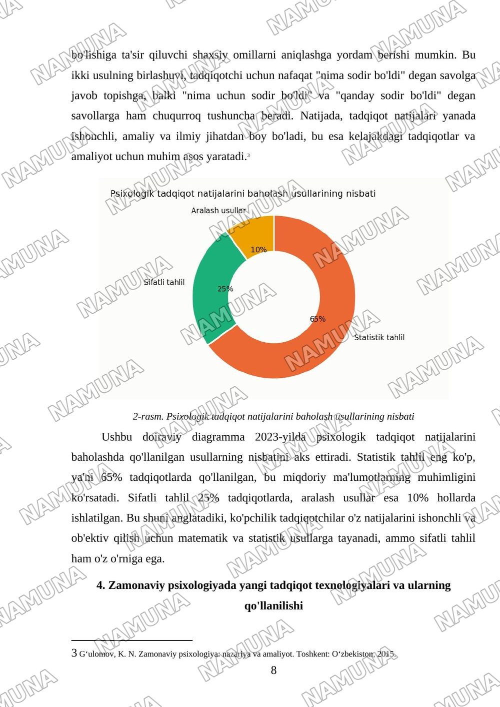 Hozirgi zamon psixologiyasining tatqiqot metodlar mavzusiga oid taqdimot — mustaqil ish, 8-varaq