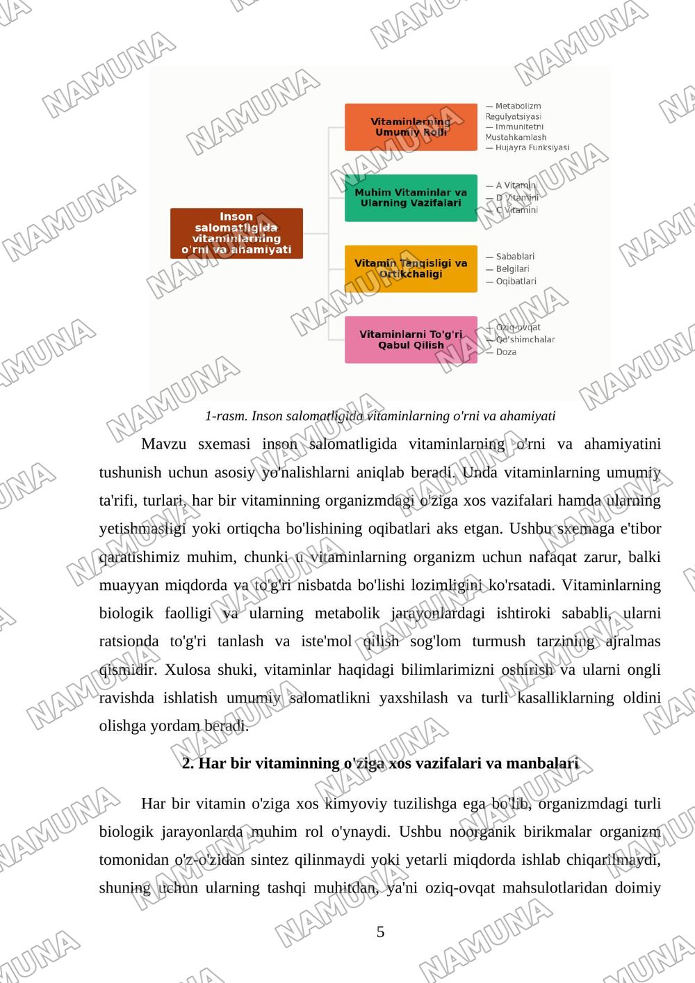 Vitaminlar. Vitaminlarni ishlatish — mustaqil ish, 5-varaq