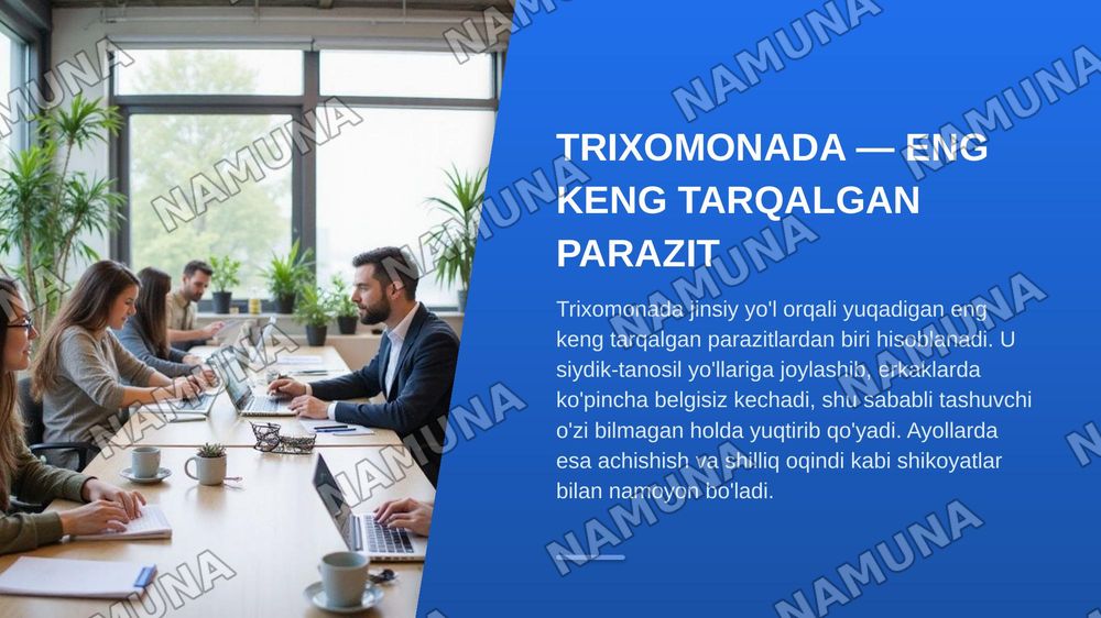 Xivchinlilar- odam parazitlari: tripanasoma, leyshmaniya, trixomanada va lyambliya — zamonaviy taqdimot, 7-slayd