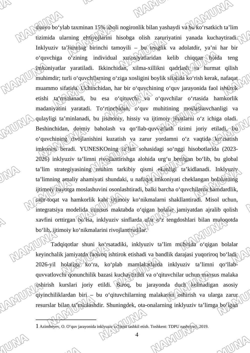 Inklyuziv va geterogen sinfni boshqarish. Tamoyillar. Qo‘llab-quvvatlash. Differensial ta’lim. Madaniy, til va ijtimoiy xilma-xillik — mustaqil ish, 4-varaq