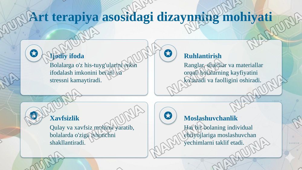 "Bolalar realibitatsiya markazi Interyer dezayni art terapiya asosida shakllantirish" — taqdimot, 4-slayd