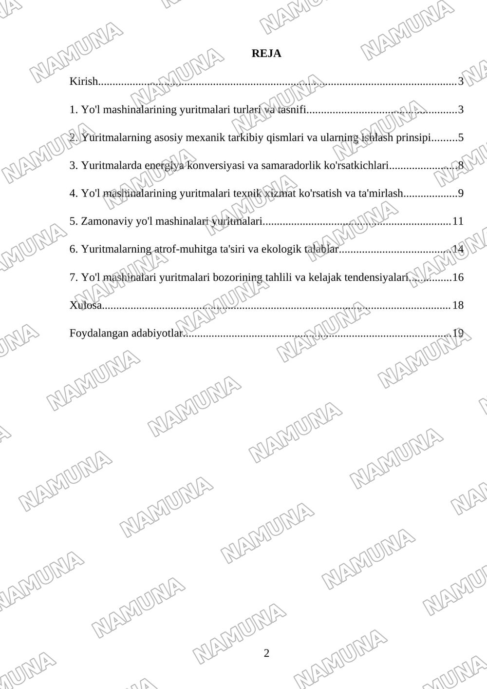 Yoʻl mashinalarining yuritmalari — mustaqil ish, 2-varaq