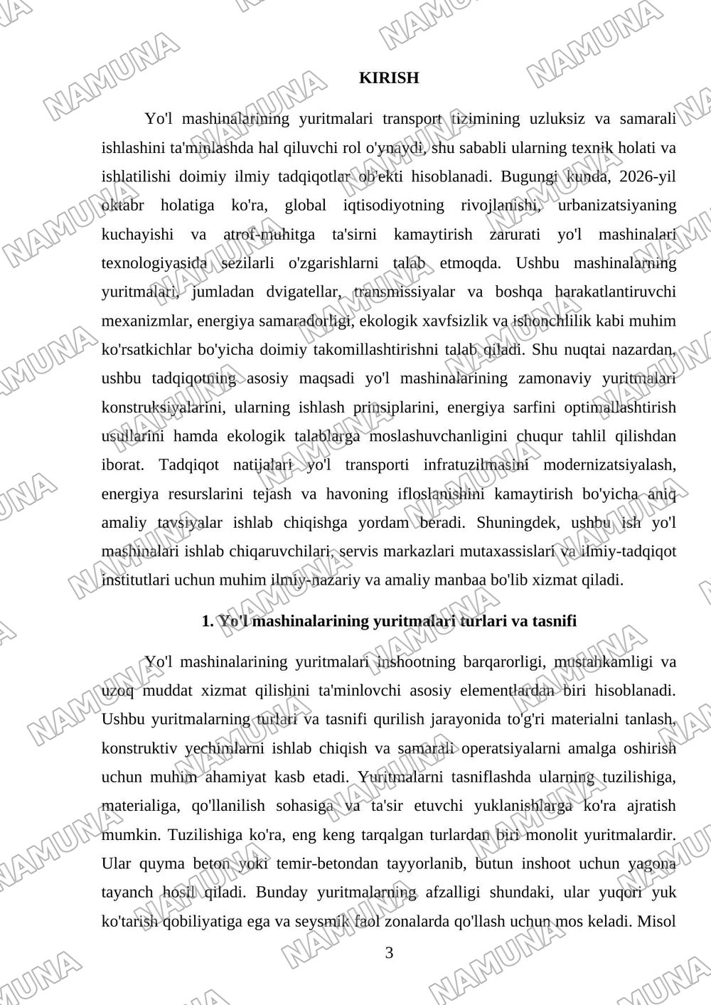 Yoʻl mashinalarining yuritmalari — mustaqil ish, 3-varaq