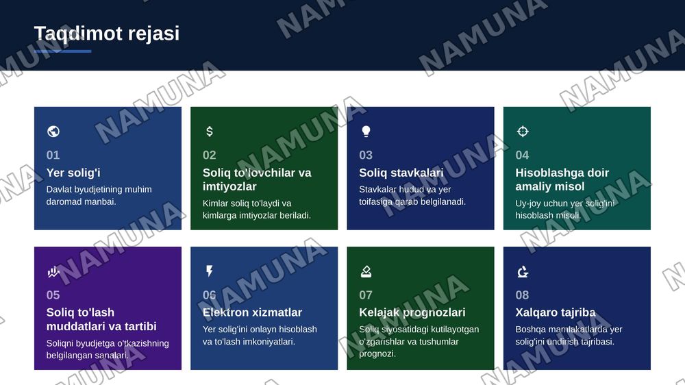 jismoniy shaxslardan olinadigan yer soligi:soliqni hisoblab chiqarish va tolash tartibi — zamonaviy taqdimot, 2-slayd