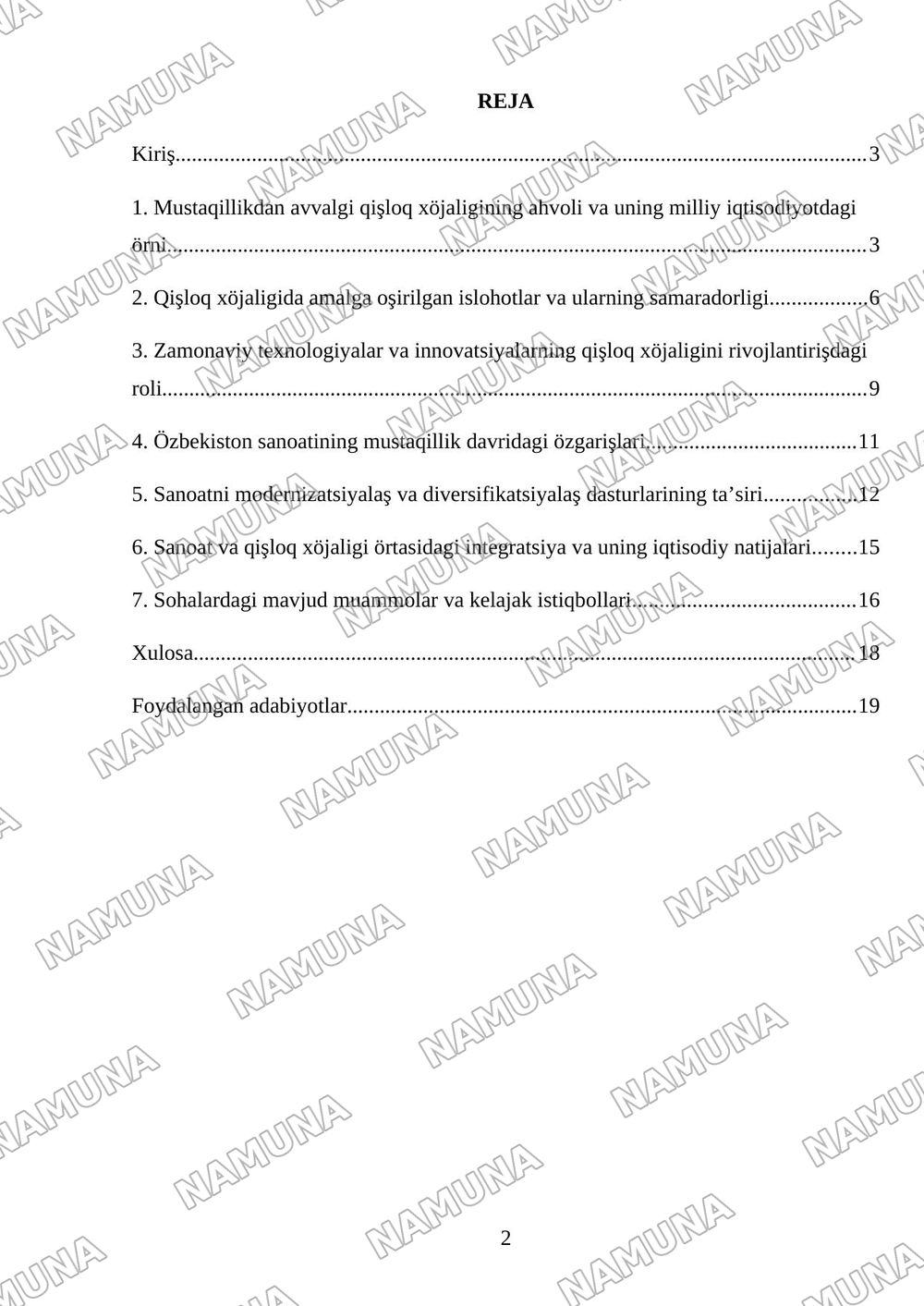 Mustaqillik yillarida qishloq xoʻjaligi va sanoat sohasidagi oʻzgarishlar — mustaqil ish, 2-varaq