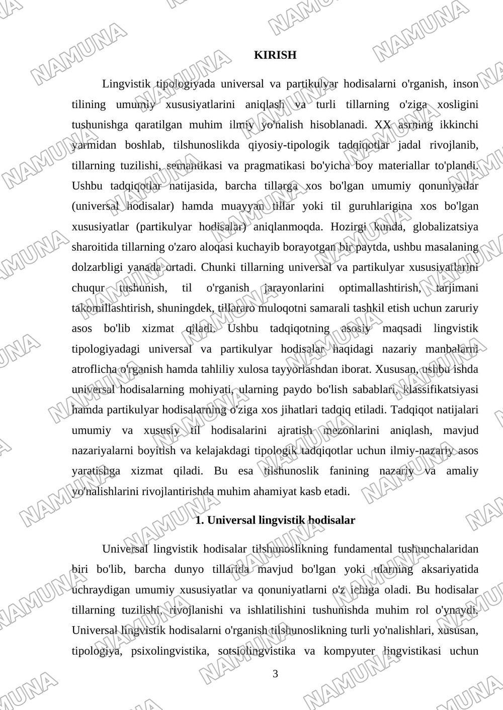 Lingvistik tipologiyada universal va partikulyar hodisalar (nazariy manbalarni organish va tahliliy xulosa tayyorlash) — mustaqil ish, 3-varaq