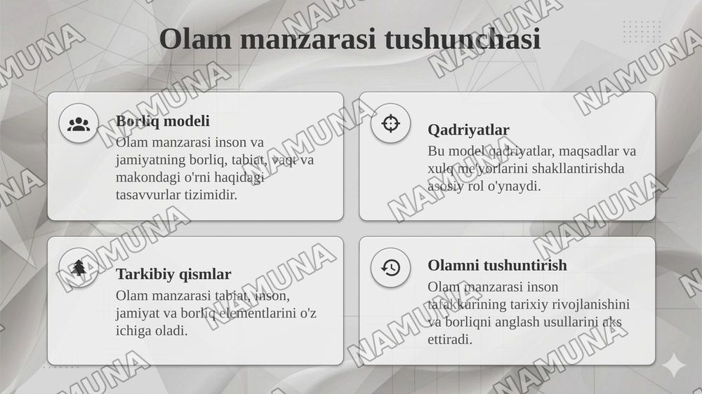 Olam manzarasi va uning tarixiy turlari — taqdimot, 4-slayd