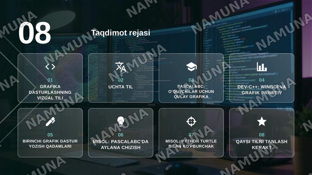 PASCALABC, DEV-C++, PYTHON DASTURLASH TILLARIDA GRAFIKA — zamonaviy taqdimot, 2-slayd